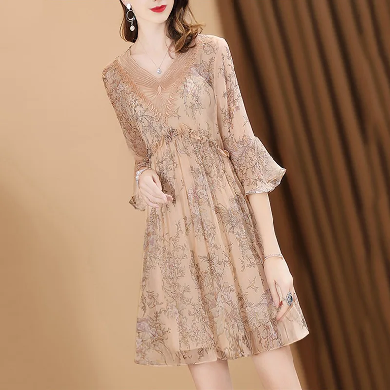 

2021 New Women's Dress silk Dress fashion ladies Temperament High waist floral long Skirt Woman evening dresses long luxury