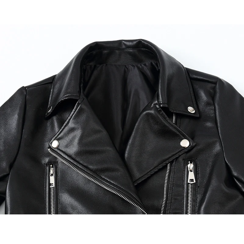 

Women Autumn Pu Leather Jacket Fashion Black Zipper Motorcycle Coats Short Leather Ladies Biker Jackets Plus Size Woman Jacket