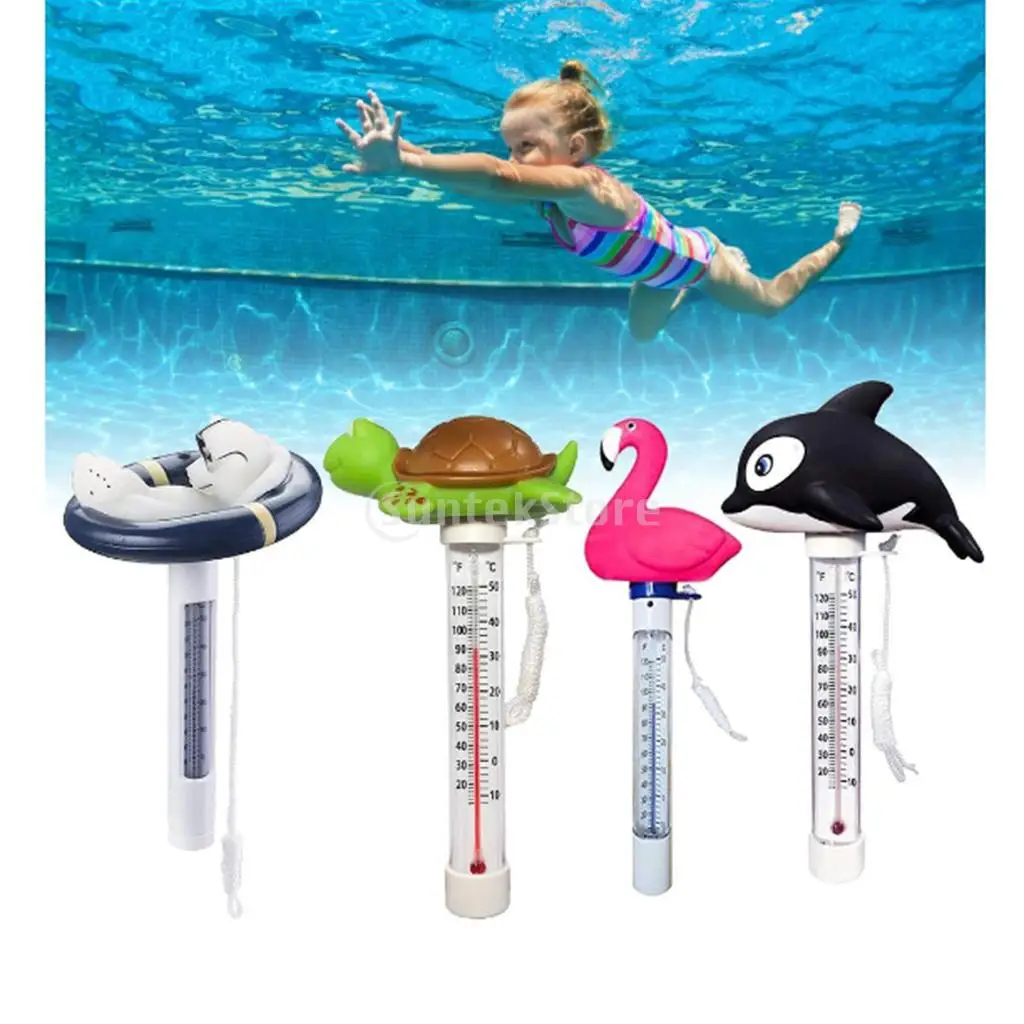

8.66" Cartoon Floating Outdoor Indoor Swimming Spa Pond Aquariums Thermometer Shatter-Resistant F/C with String