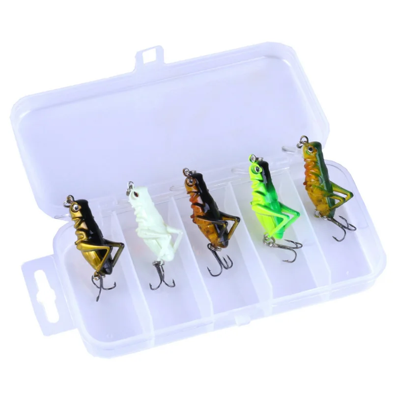 5 шт./лот Кузнечик насекомые рыболовные приманки набор морские снасти Летающий