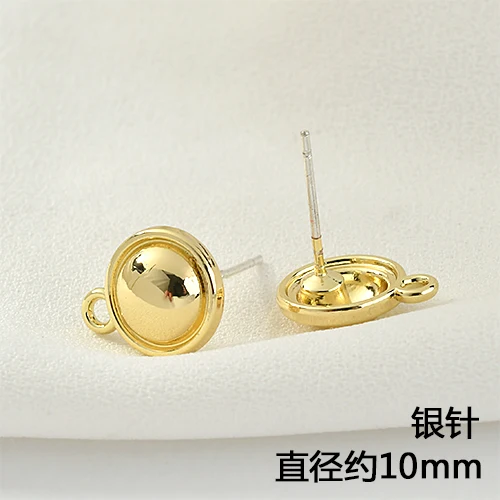 Simple and Versatile round Square Silver Needle Ear Stud DIY Rings Accessories Material 6pcs | Украшения и аксессуары