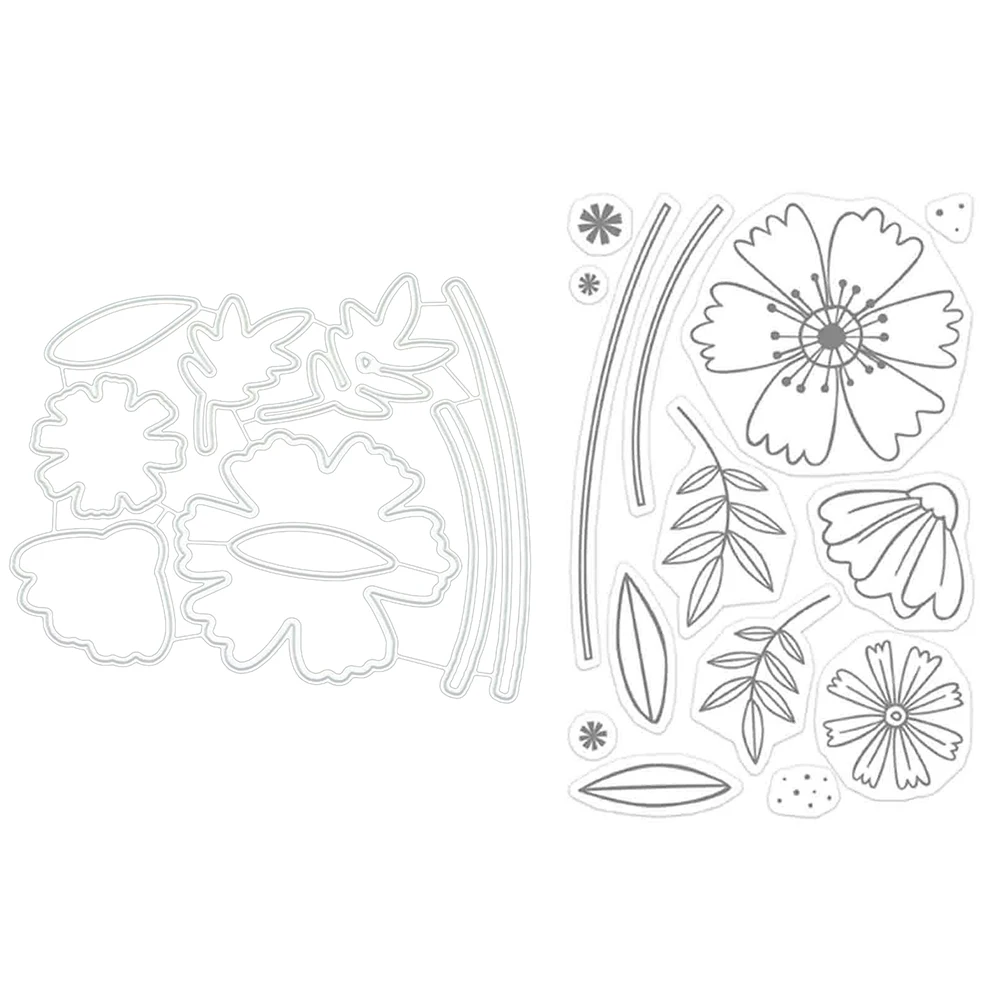 

New Flower Plant Metal Cutting Dies Stencil for Scrapbooking Die Cuts Stamping Cutting Embossing Template Craft Dies with Seal