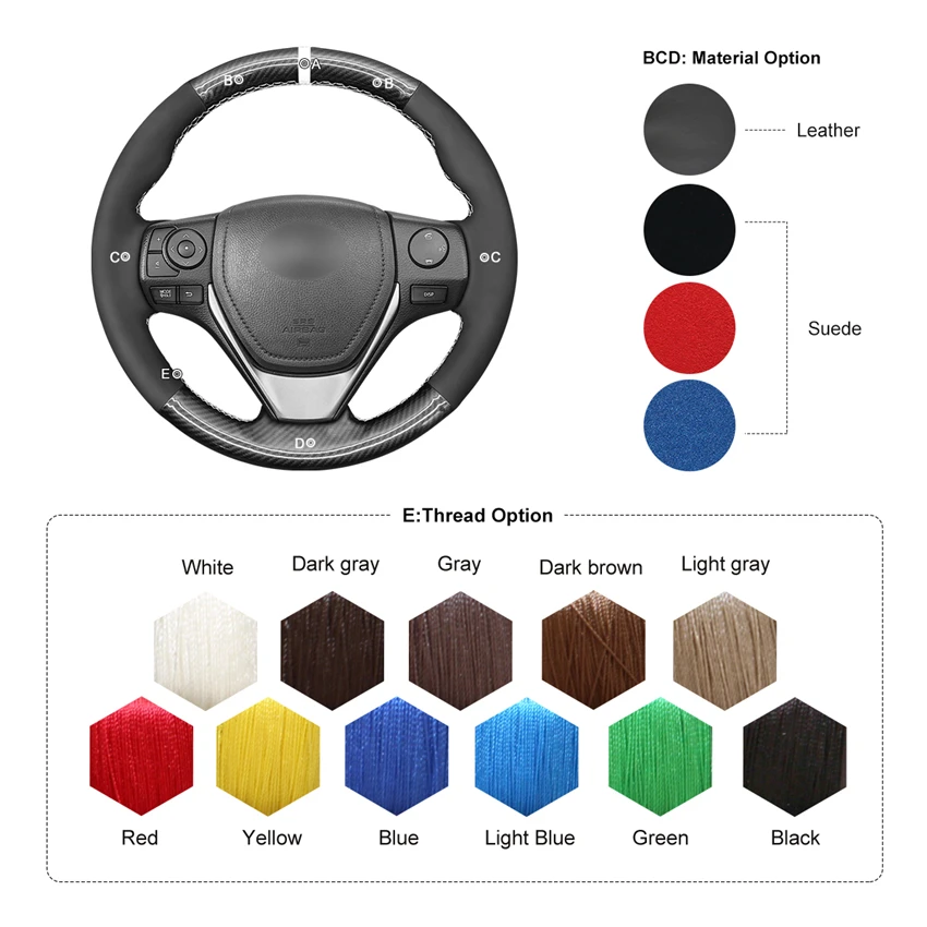 

MEWANT Black PU Carbon Fiber Suede Steering Wheel Cover for Toyota RAV4 Corolla Auris Isis Corolla iM Scion iM