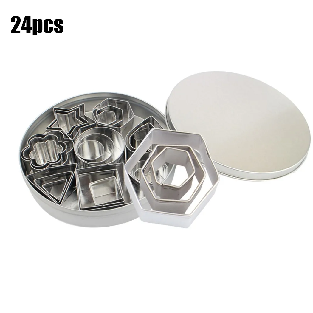 

24PCS Cookie Mold 12.5*12.5*2.5cm Steel Mini Cookie Round Heart Star Shape Cutter Set High Quality.