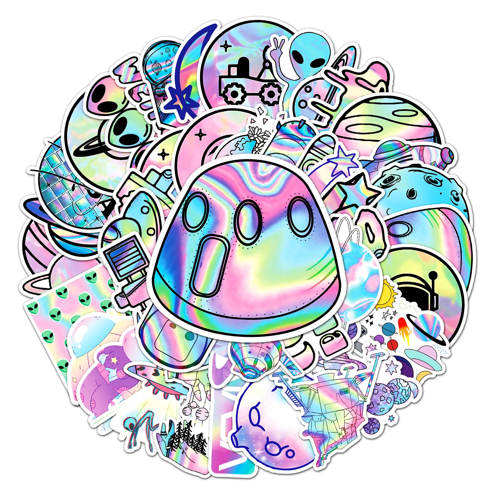 

10/30/50PCS Fashion Holographic Laser Outer Space Stickers Guitar Helmet Luggage DIY Classic Toy Decals Graffiti Sticker Kid F3