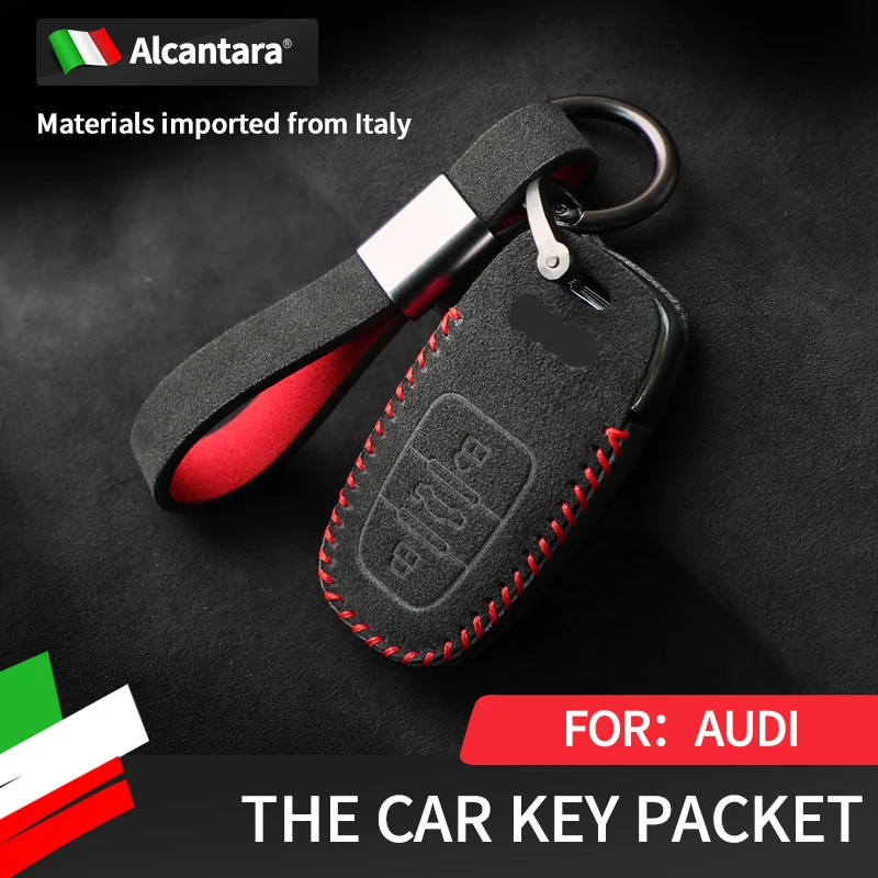 

Car Key Case for Aodi A6L/A8/A3/A4L/A7/Q7/Q8 Alcantara Full Cover Key Shell Car Accessories