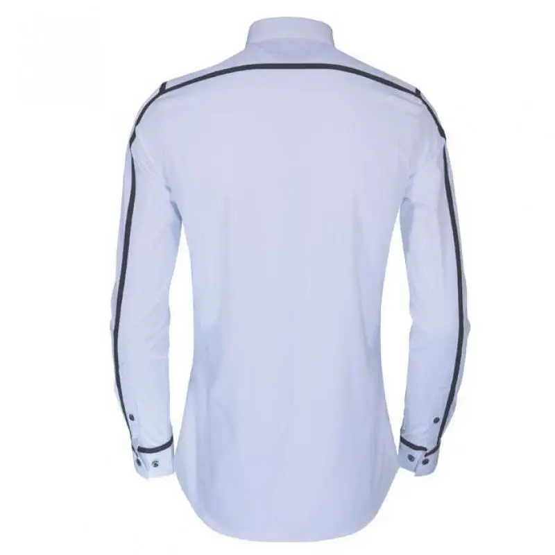 

Slim Fit Men Shirt Hight Quality Shoulder And Sleeve Piping Design Mens Dress Shirt Trend Long Sleeve Man Shirts 4xl