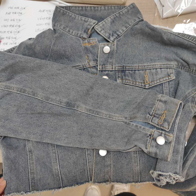 

Tassel Cropped Denim Jacket Women Boyfriend Jeans Jacket Coat Autumn Winter Harajuku Oversized Outerwear Batwing Sleeve Pockets