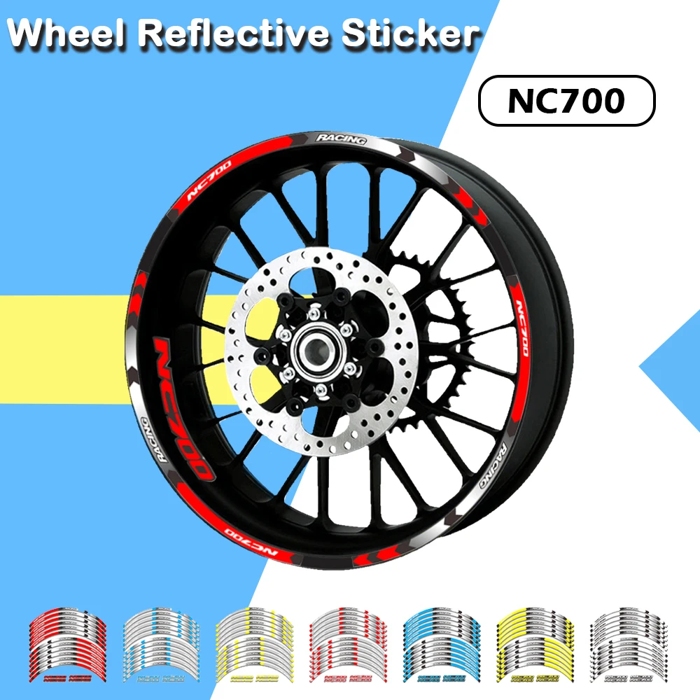 Strips Motorcycle Wheel Tire Stickers Car Reflective Rim Tape Motorbike Bicycle Auto Decals FOR HONDA NC700 NC 700