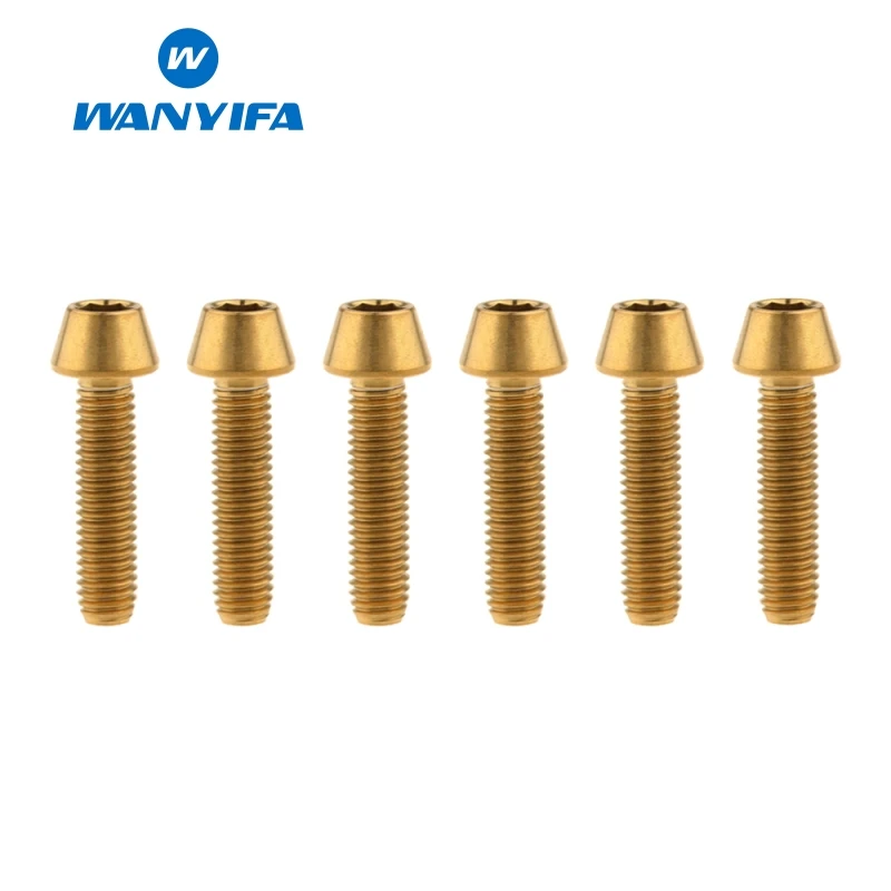 M5X20 gold Wanyifa M5x15 16 18 20 мм Титан/Ti болты для выноса руля для конической головки MTB велосипедные винты фиксированные болты велосипедные части - Цвет: M5X20 gold
