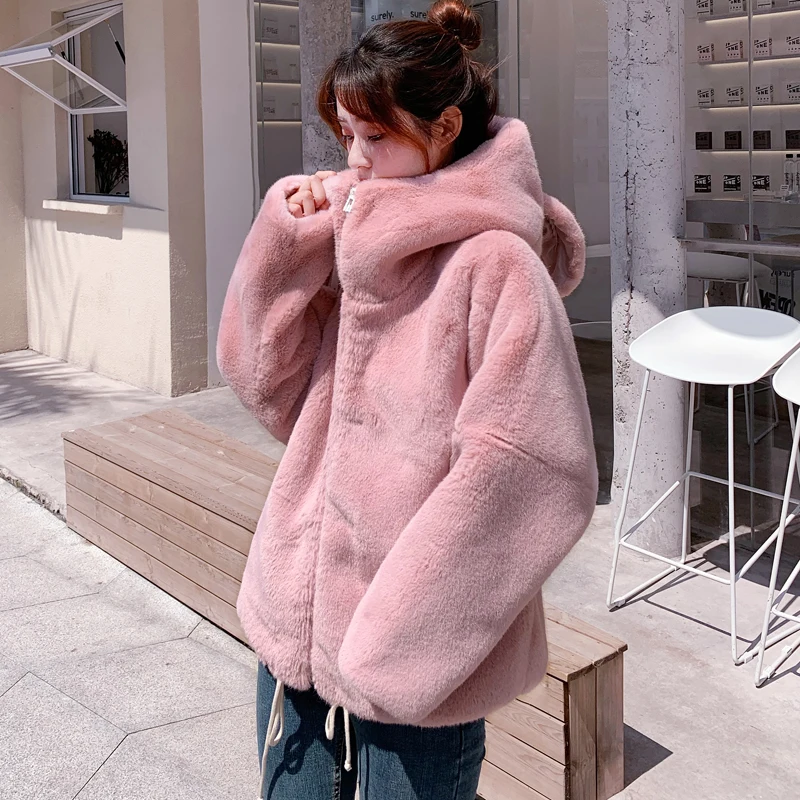 Женская Толстая зимняя куртка из искусственного кроличьего меха женская