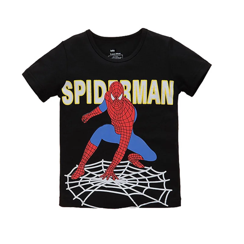 Летняя футболка с человеком-пауком для мальчиков хлопковые топы короткими