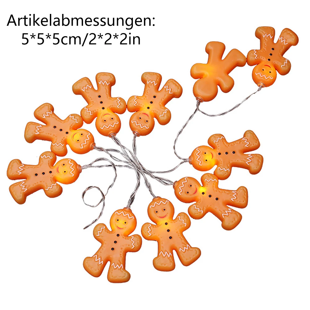 

Gingerbread Men Light Creative 10 LED Fairy Light Nursery Kid Room Decor LED Gingerbread Men String Lamp Without Battery 1.2m