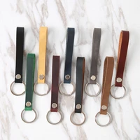 retro simple handmade diy leather keychain for men unisex long strap car key holder ring wallet hanging jewelry luxury gift