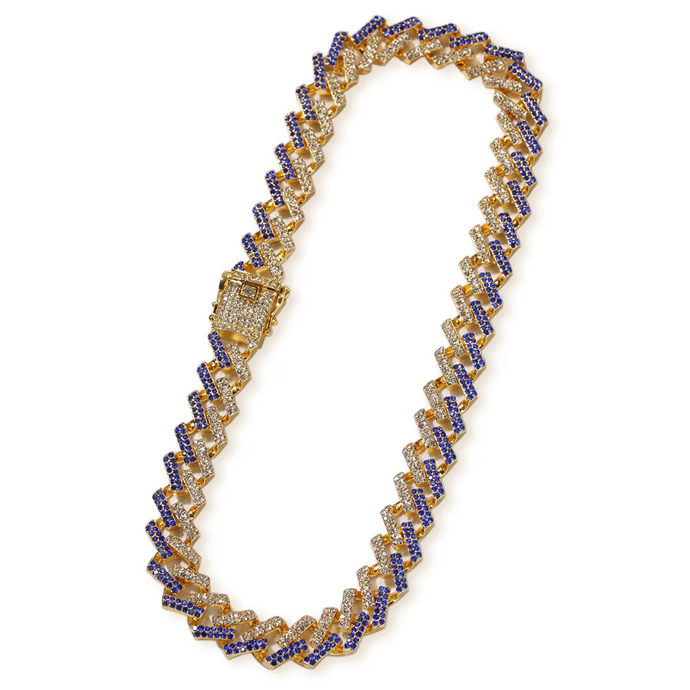 

2021 European And American Men's 15mm Bar Cuban Chain Exaggeration Personality Imitation Gold Color Miami Hip Hop Necklace Fa