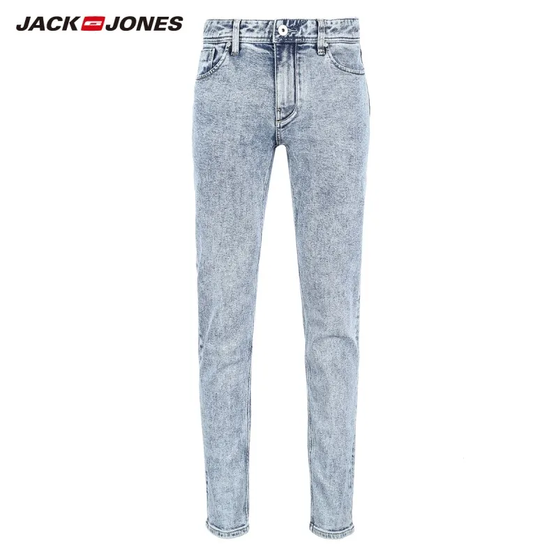 JackJones осенние мужские потертые повседневные узкие джинсы со снежинками уличная