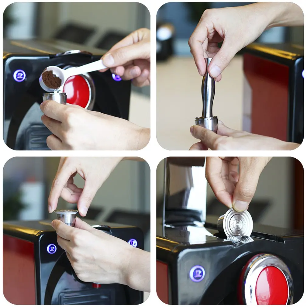 

Stainless steel Refillable Coffee Capsule Pod Filter Dripper Tamper Compatible with Nespresso U Coffee Machine