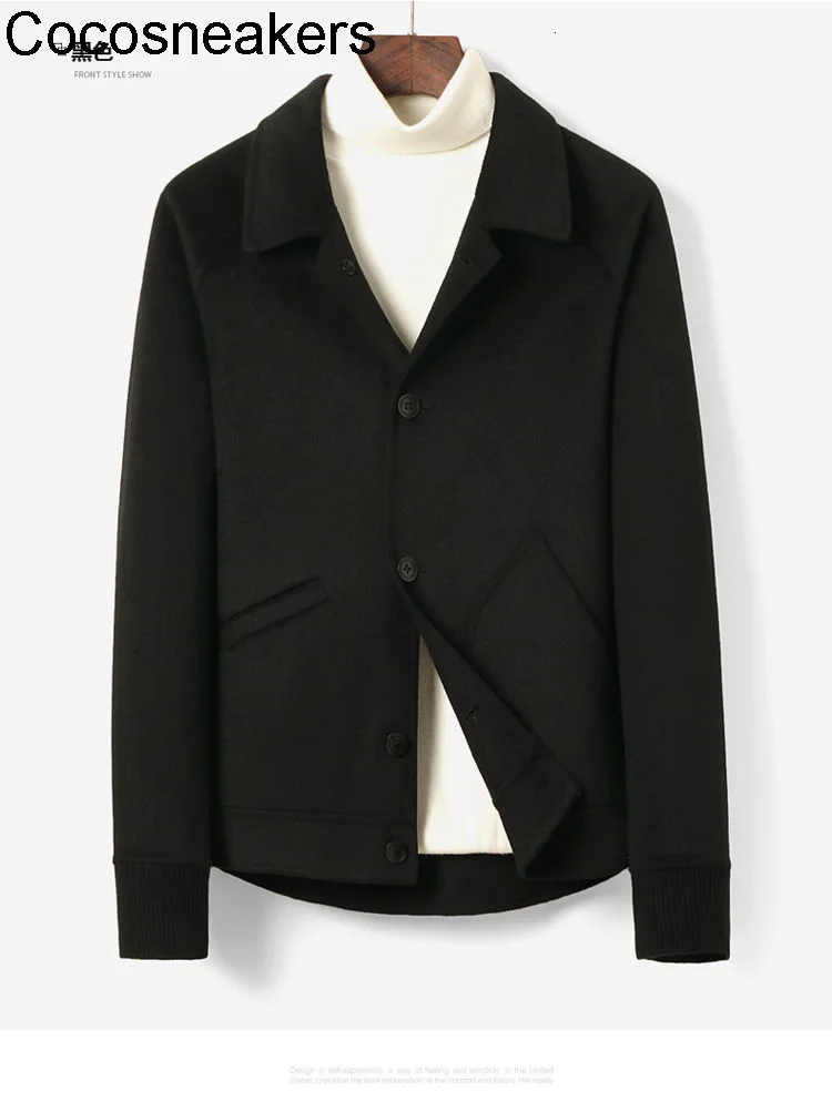 

Осеннее двустороннее шерстяное пальто, Мужская простая короткая кашемировая шерстяная куртка