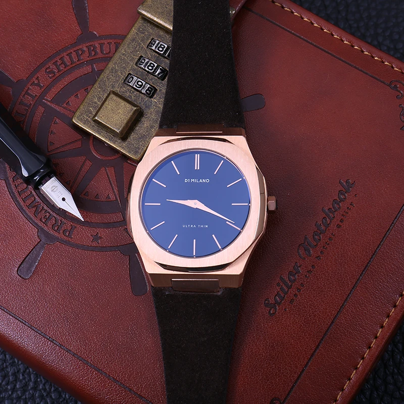 

часы D1 MILANO Quartz Watch Men Luxury Business Watch Swiss Movement Sapphire Crystal Mirror Watch Waterproof 30M Leather Strap