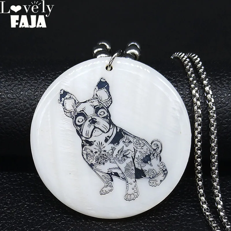 

2022 Bulldog Shell Stainless Steel Statement Necklace for Women Silver Color Big Long Chain Necklace Jewelry collares N20074