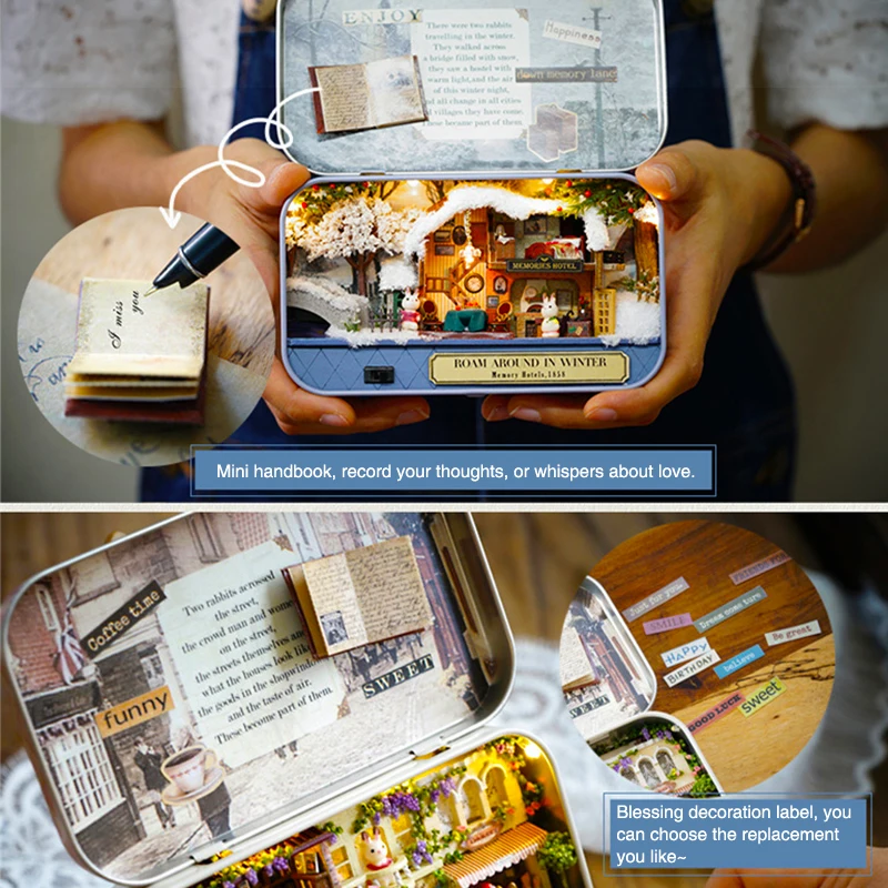 Деревянный кукольный мини дом в 3D коробке набор компонентов для мебели сделай