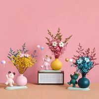nordic balloon bear resin vase dried flowers starry flower arrangement ornaments home room bookcase cabinet furnishing crafts