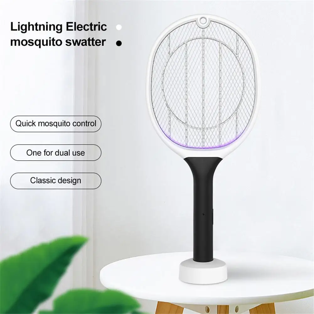 

2 In 1 Electric Insect Racket Swatter Zapper USB 1200mAh Rechargeable Mosquito Swatter Kill Fly Bug Zapper Killer Trap