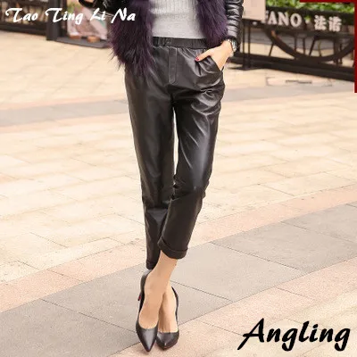 Top brand Women New 2020 Fashion Genuine Real Sheep Leather Pants W5  high quality