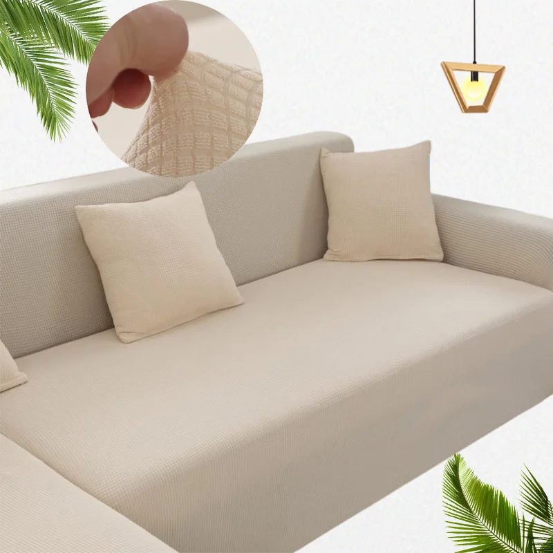 

Solid Color Elastic Sofa Cover L-style Needs Order 2 Pieces Sofa Cover Sectional Corner Sofa Washable All-inclusive Sofa Cover