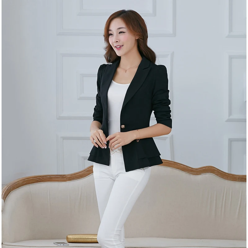 Женский однотонный Блейзер на одной пуговице с длинным рукавом|suit steamer|jacket and skirt