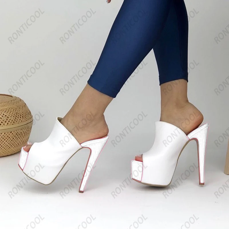 Ronticool новые стильные женские босоножки на платформе-мюли пикантные туфли шпильке