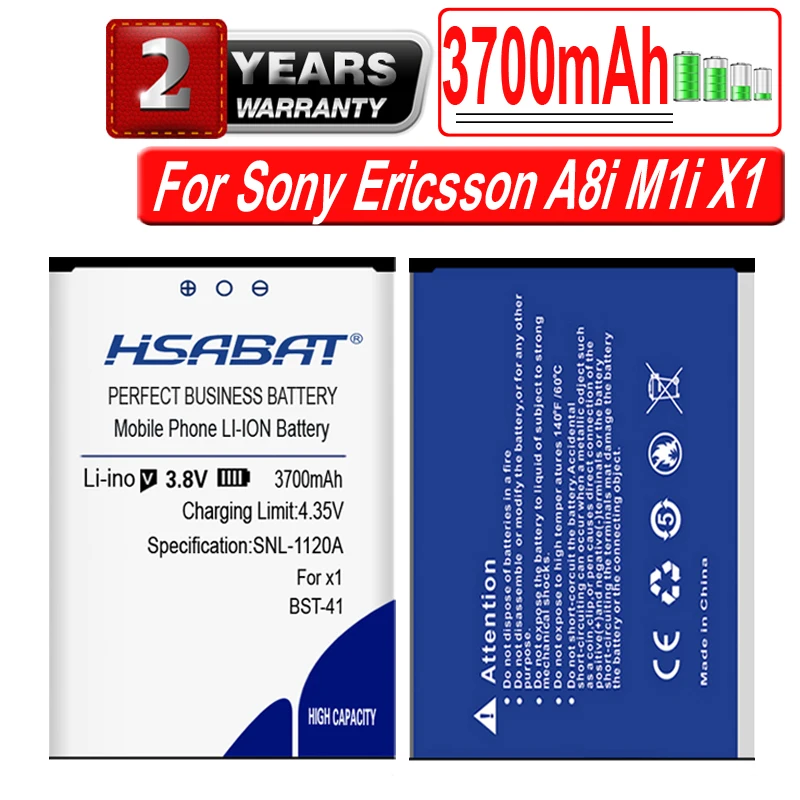 Аккумулятор высокой емкости HSABAT 3700 мАч BST-41 / BST 41 для Sony Ericsson A8i/M1i/X1/X2/X2i/X10/X10i
