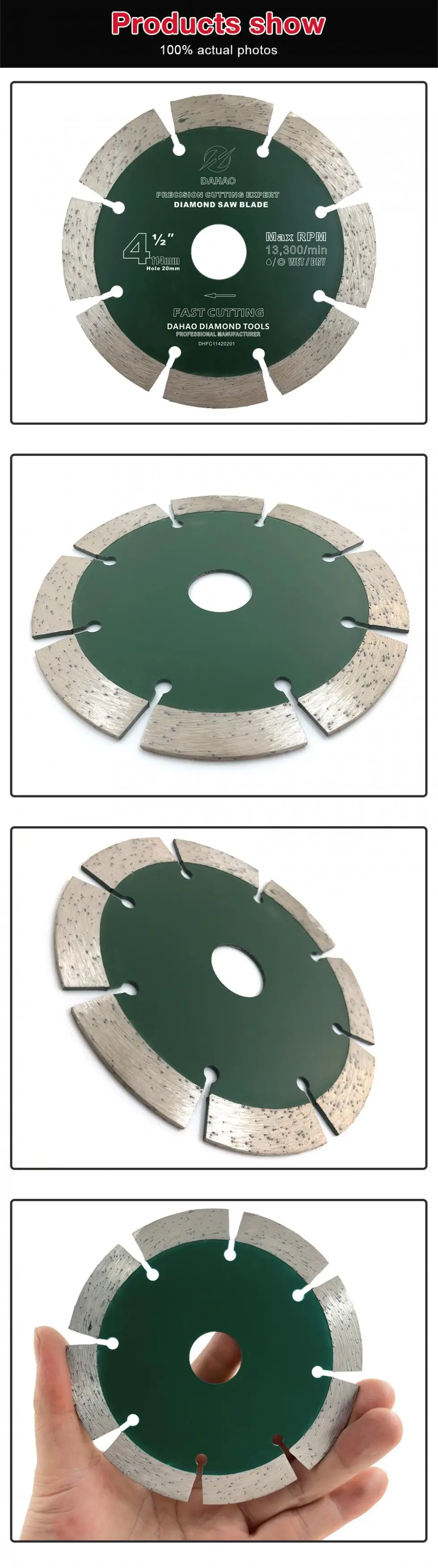 

114mm Split Tooth Segmented Shape Diamond Saw Blade Volcanic Rock Cutting Blade Cutting for Concrete / Stone / Masonry / Brick