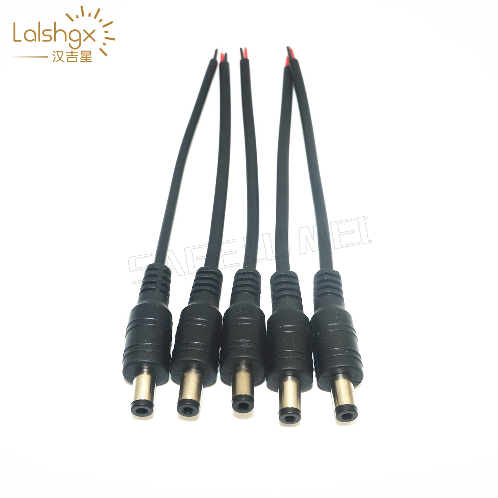 

100pcs/pack DC Cable Male Power Connector Cable Adapter Jack Pigtail Plug Wire Cord 5.5 X 2.1mm Plug Wire For CCTV Camera