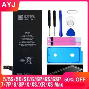 AYJ абсолютно новый AAAAA качественный аккумулятор для iPhone 6S 6 5 5S X SE 7 8 Plus XR Xs Max, Высокая реальная емкость, стикер для инструмента с нулевым циклом