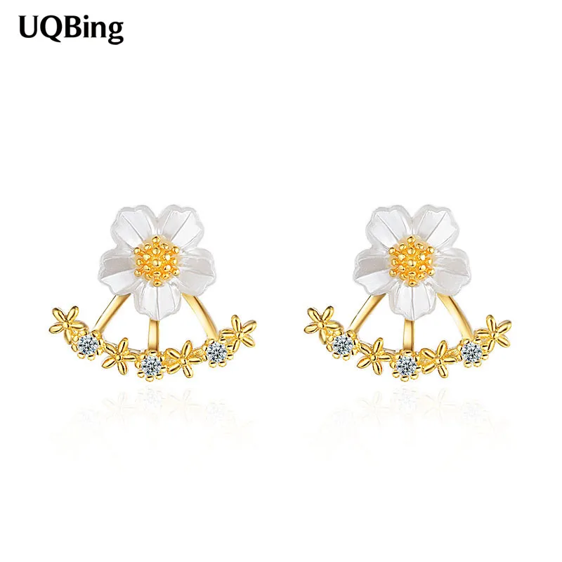 

Bijoux Wholesale 925 Standard Silver Crystal Flower Stud Earrings For Women New Versatile Ear Accessories