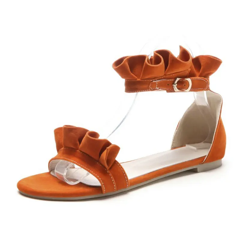 Женские босоножки на плоской подошве si001 повседневные оранжевые желтые розовые