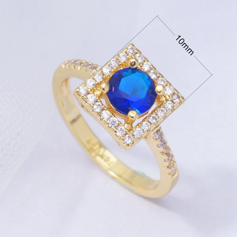 Классические полые квадратные обручальные кольца для женщин синие круглые с