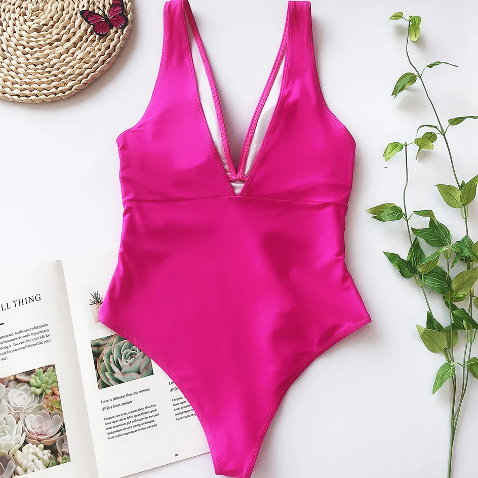 

Sexy Deep V Swimsuit One Piece Swimwear Women 2021 Summer Beachwear Bathing Suit Female Swim Wear Monokini maillot de bain femme