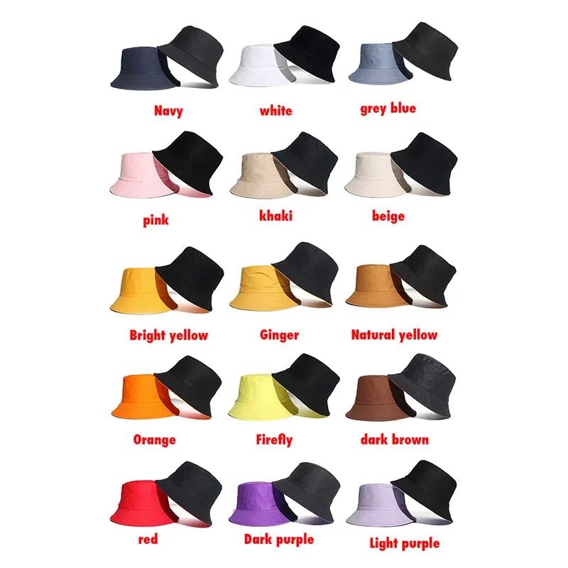 

Hot Sale Hat Men's and Women's Hats Double-sided Solid Colorhat Bucket Hats Spring and Summer Cotton Breathable Sun beach hat
