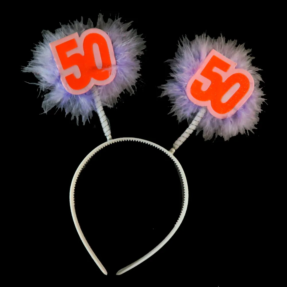 

Birthday DIY decoration Purple feather white headband Anniversary orange 21 30 40 50 happy birthday event party supplies