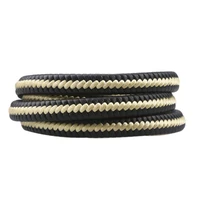 xuqian hot sale 8 strands flat braided genuine leather and rattail cord with 12mm for diy bracelet a0068