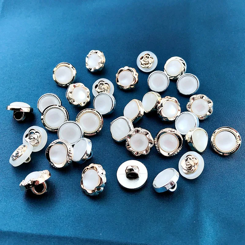 

YZ&BH Lots Styles Mixed Random 30pcs 10-12mm Plating Buttons Pearl Stone Shank Apparel Wedding Dress Sewing Accessories DIY