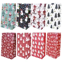 5pcs 23cm paper package bag christmas gift wrapping bags new year party candy cake cookies bag pouch snowflake santa pattern