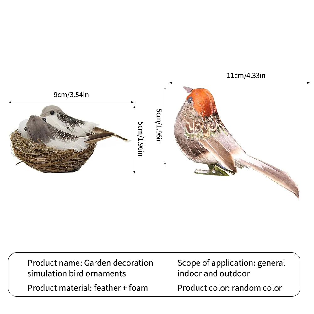 

Outdoor Garden Simulation Bird Sculpture Ornaments Hatching Bird Nest Cute Artificial Bird Foam Vivid Feather Garden Decoration