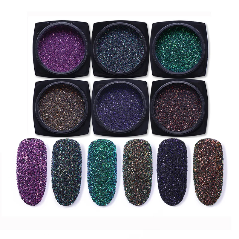 6 коробок/набор блестящий пигмент для ногтей|Блестки ногтей| |