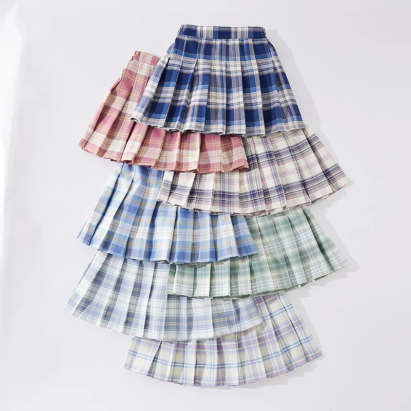 

1-14 Years Plaid Spring Summer Girls Skirt 2020 High Waist Student Pleated Skirts Kids Cute Uniforms Girls Dance Mini Skirt