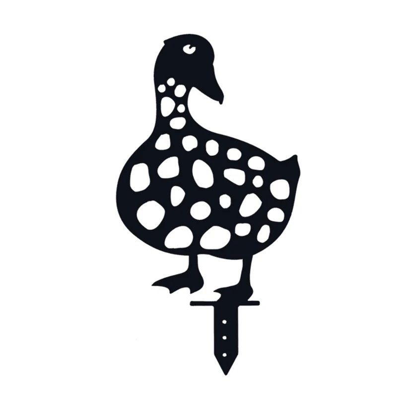 

Lifelike Duck Stakes Family Garden Hollow Out Animal Shape Ornament Silhouette Pile Shadow Lawn Yard Art Decoration