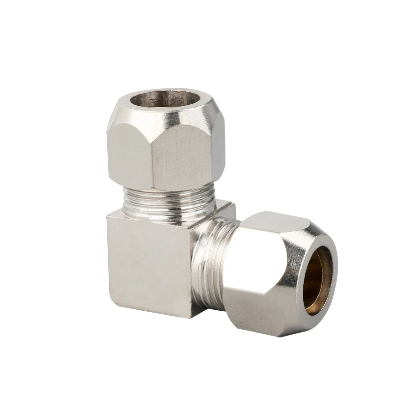 Латунный никелированный Компрессионный фитинг прямой локоть тройник переборка 4