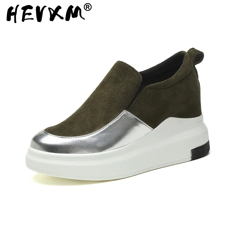 

No Sip Woman High Heels Platform Ladies Sneakers Breathable Women Casual Shoes Fashion Brand Height Increasing Leisure Shoes Pu
